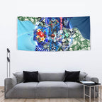 Personalized Geelong Football Cats Tapestry Tropical Hibiscus Flowers - Pacific Fusion Style