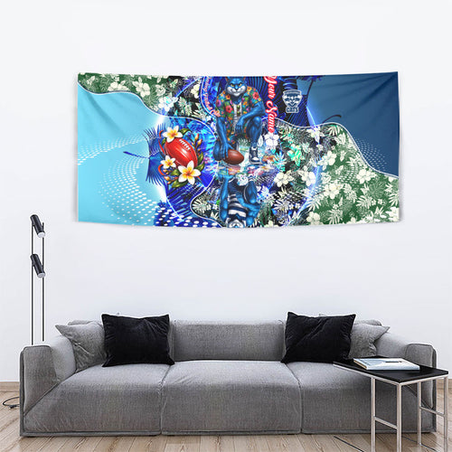 Personalized Geelong Football Cats Tapestry Tropical Hibiscus Flowers - Pacific Fusion Style