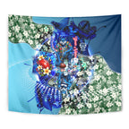Personalized Geelong Football Cats Tapestry Tropical Hibiscus Flowers - Pacific Fusion Style