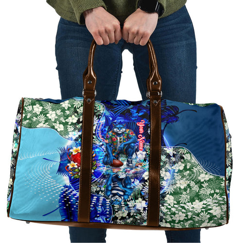 Personalized Geelong Football Cats Travel Bag Tropical Hibiscus Flowers - Pacific Fusion Style