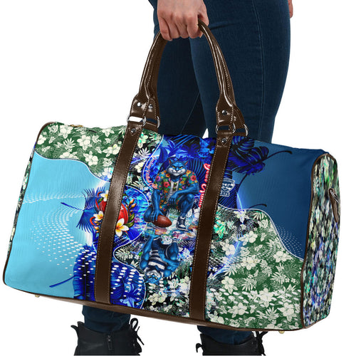Personalized Geelong Football Cats Travel Bag Tropical Hibiscus Flowers - Pacific Fusion Style
