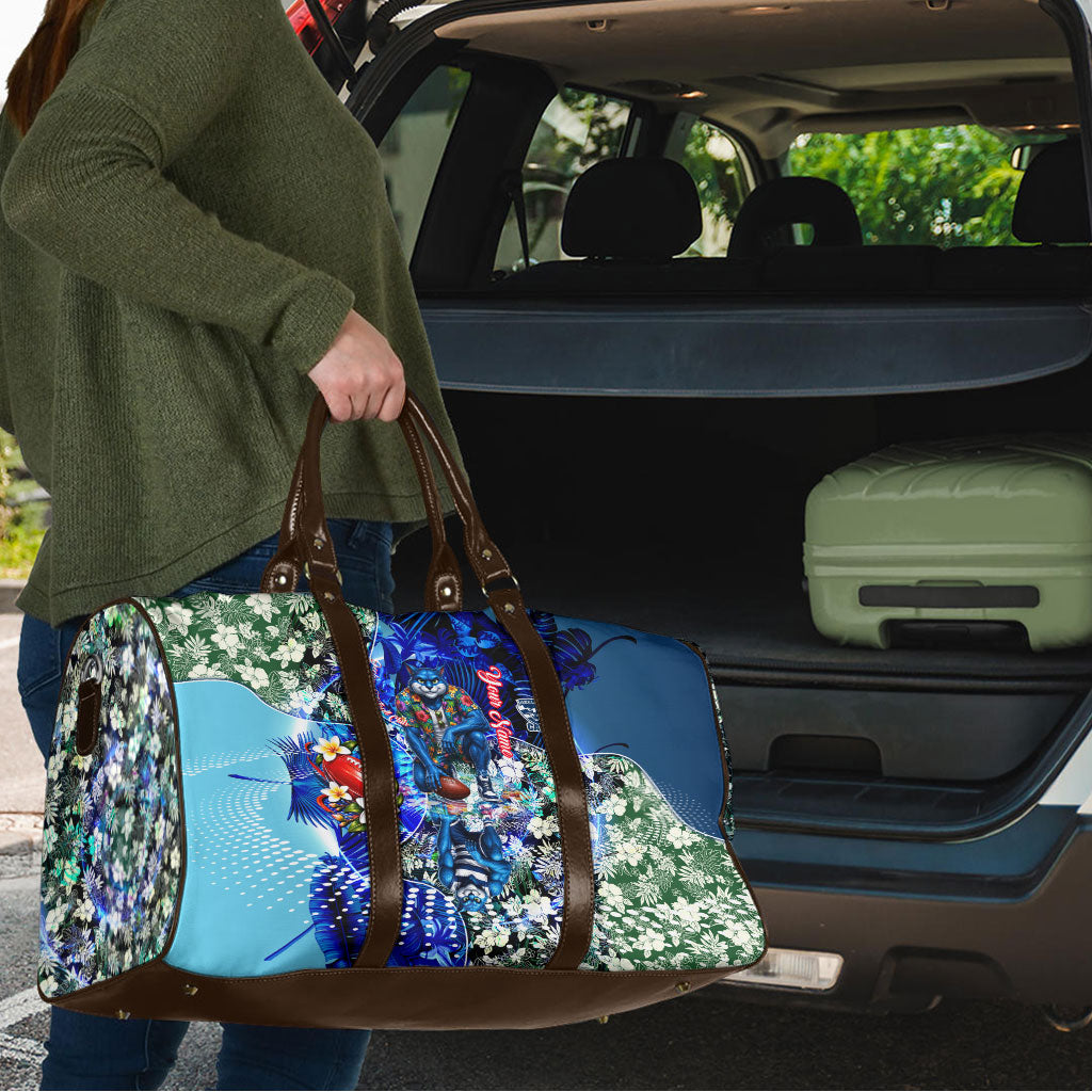 Personalized Geelong Football Cats Travel Bag Tropical Hibiscus Flowers - Pacific Fusion Style