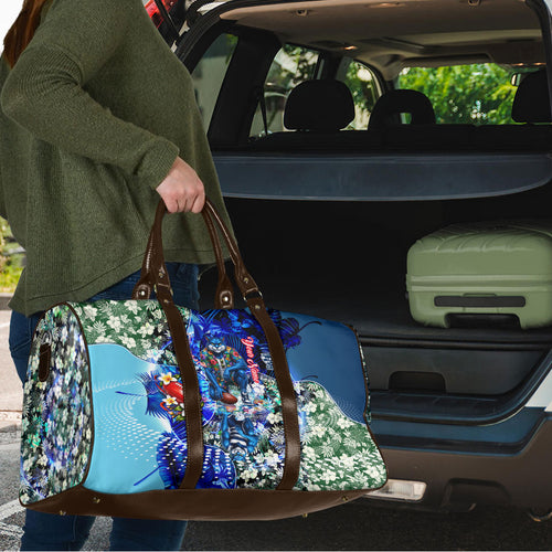 Personalized Geelong Football Cats Travel Bag Tropical Hibiscus Flowers - Pacific Fusion Style