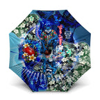 Personalized Geelong Football Cats Umbrella Tropical Hibiscus Flowers - Pacific Fusion Style