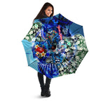 Personalized Geelong Football Cats Umbrella Tropical Hibiscus Flowers - Pacific Fusion Style