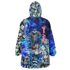 Personalized Geelong Football Cats Wearable Blanket Hoodie Tropical Hibiscus Flowers - Pacific Fusion Style