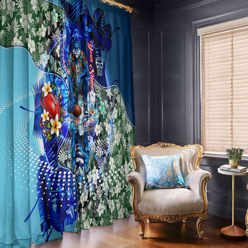 Personalized Geelong Football Cats Window Curtain Tropical Hibiscus Flowers - Pacific Fusion Style