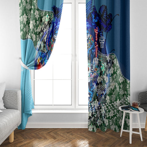 Personalized Geelong Football Cats Window Curtain Tropical Hibiscus Flowers - Pacific Fusion Style