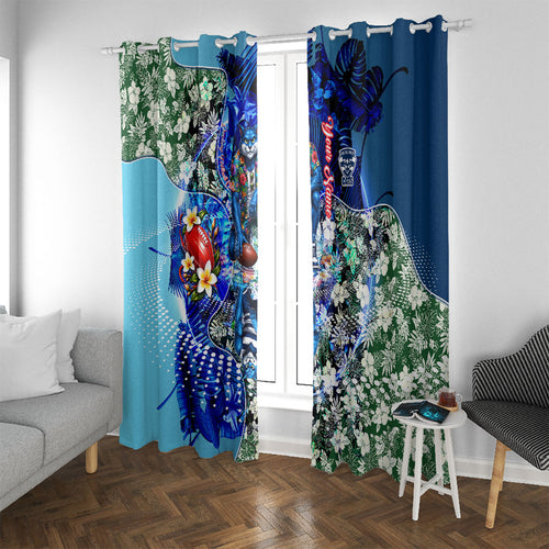 Personalized Geelong Football Cats Window Curtain Tropical Hibiscus Flowers - Pacific Fusion Style
