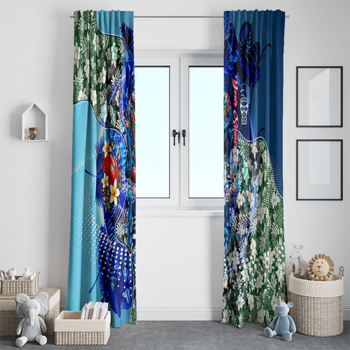 Personalized Geelong Football Cats Window Curtain Tropical Hibiscus Flowers - Pacific Fusion Style