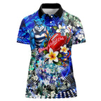 Personalized Geelong Football Cats Women Polo Shirt Tropical Hibiscus Flowers - Pacific Fusion Style