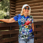 Personalized Geelong Football Cats Women Polo Shirt Tropical Hibiscus Flowers - Pacific Fusion Style