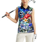 Personalized Geelong Football Cats Women Sleeveless Polo Shirt Tropical Hibiscus Flowers - Pacific Fusion Style