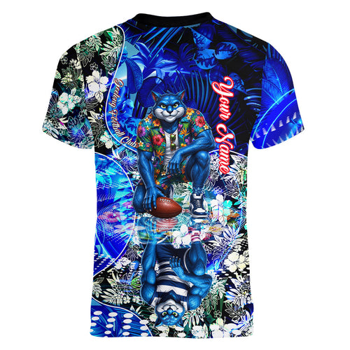 Personalized Geelong Football Cats Women V-Neck T-Shirt Tropical Hibiscus Flowers - Pacific Fusion Style