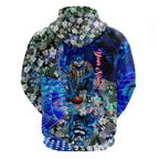 Personalized Geelong Football Cats Zip Hoodie Tropical Hibiscus Flowers - Pacific Fusion Style