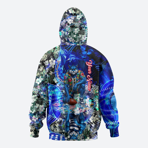 Personalized Geelong Football Cats Zip Hoodie Tropical Hibiscus Flowers - Pacific Fusion Style