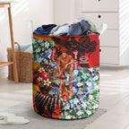 Personalized Gold Coast Suns Football Laundry Basket Tropical Hibiscus Flowers - Pacific Fusion Style