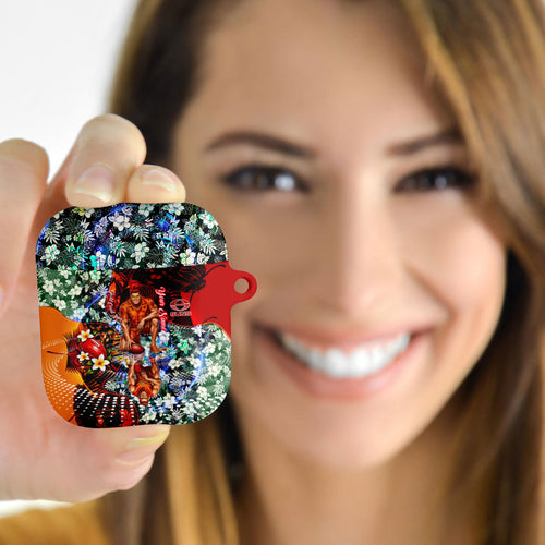 Personalized Gold Coast Suns Football AirPods Case Tropical Hibiscus Flowers - Pacific Fusion Style