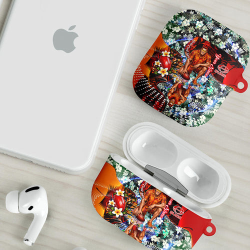 Personalized Gold Coast Suns Football AirPods Case Tropical Hibiscus Flowers - Pacific Fusion Style
