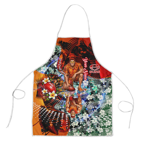 Personalized Gold Coast Suns Football Apron Tropical Hibiscus Flowers - Pacific Fusion Style