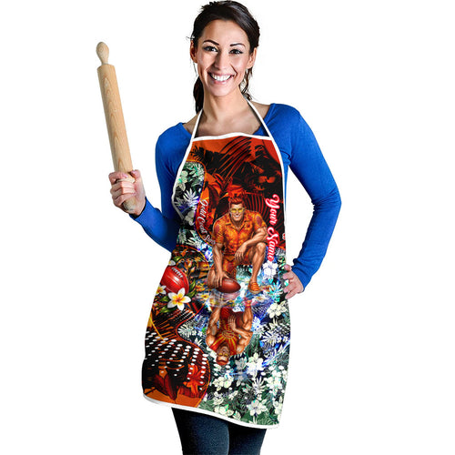 Personalized Gold Coast Suns Football Apron Tropical Hibiscus Flowers - Pacific Fusion Style