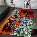 Personalized Gold Coast Suns Football Area Rug Tropical Hibiscus Flowers - Pacific Fusion Style