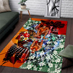 Personalized Gold Coast Suns Football Area Rug Tropical Hibiscus Flowers - Pacific Fusion Style