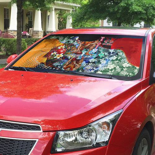 Personalized Gold Coast Suns Football Auto Sun Shade Tropical Hibiscus Flowers - Pacific Fusion Style
