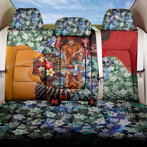 Personalized Gold Coast Suns Football Back Car Seat Cover Tropical Hibiscus Flowers - Pacific Fusion Style