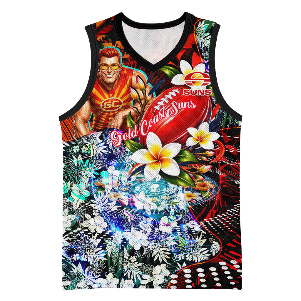 Personalized Gold Coast Suns Football Basketball Jersey Tropical Hibiscus Flowers - Pacific Fusion Style