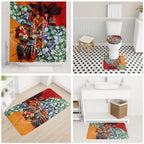 Personalized Gold Coast Suns Football Bathroom Set Tropical Hibiscus Flowers - Pacific Fusion Style