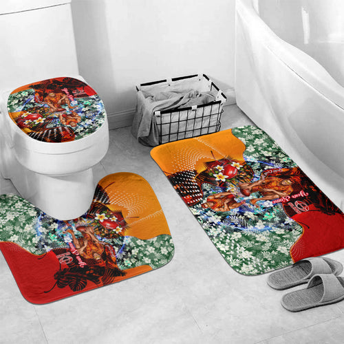 Personalized Gold Coast Suns Football Bathroom Set Tropical Hibiscus Flowers - Pacific Fusion Style