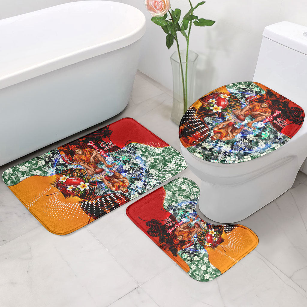 Personalized Gold Coast Suns Football Bathroom Set Tropical Hibiscus Flowers - Pacific Fusion Style