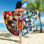 Personalized Gold Coast Suns Football Beach Blanket Tropical Hibiscus Flowers - Pacific Fusion Style