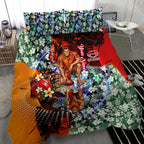 Personalized Gold Coast Suns Football Bedding Set Tropical Hibiscus Flowers - Pacific Fusion Style