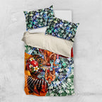 Personalized Gold Coast Suns Football Bedding Set Tropical Hibiscus Flowers - Pacific Fusion Style