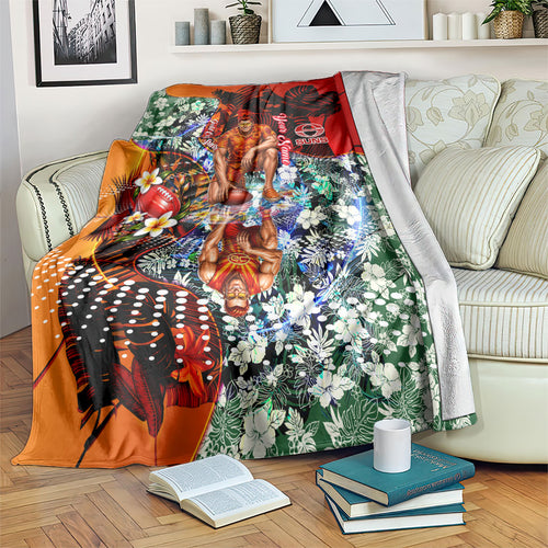 Personalized Gold Coast Suns Football Blanket Tropical Hibiscus Flowers - Pacific Fusion Style