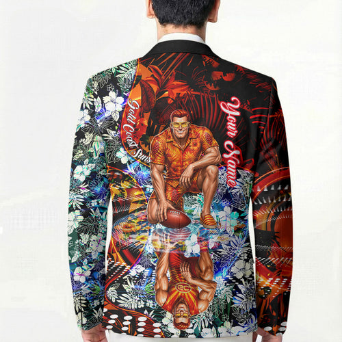 Personalized Gold Coast Suns Football Blazer Tropical Hibiscus Flowers - Pacific Fusion Style