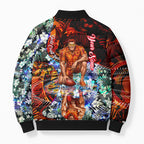 Personalized Gold Coast Suns Football Bomber Puffer Jacket Tropical Hibiscus Flowers - Pacific Fusion Style
