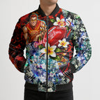 Personalized Gold Coast Suns Football Bomber Puffer Jacket Tropical Hibiscus Flowers - Pacific Fusion Style