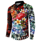 Personalized Gold Coast Suns Football Button Sweatshirt Tropical Hibiscus Flowers - Pacific Fusion Style