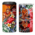 Personalized Gold Coast Suns Football 4 in 1 Can Cooler Tumbler Tropical Hibiscus Flowers - Pacific Fusion Style