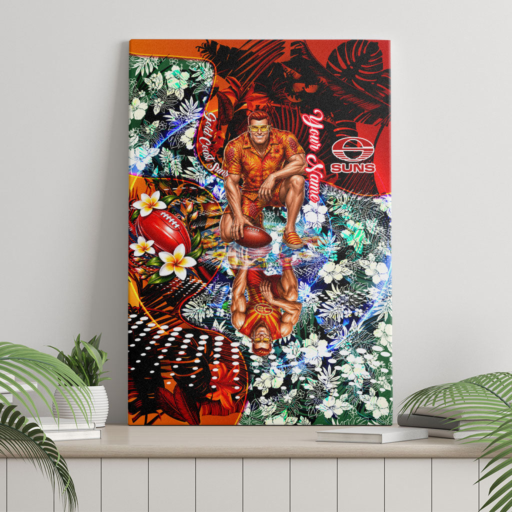 Personalized Gold Coast Suns Football Canvas Wall Art Tropical Hibiscus Flowers - Pacific Fusion Style