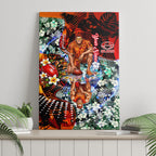 Personalized Gold Coast Suns Football Canvas Wall Art Tropical Hibiscus Flowers - Pacific Fusion Style