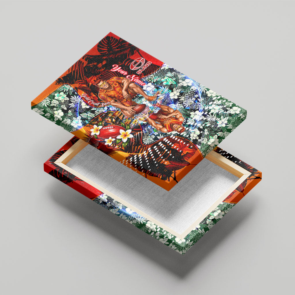 Personalized Gold Coast Suns Football Canvas Wall Art Tropical Hibiscus Flowers - Pacific Fusion Style