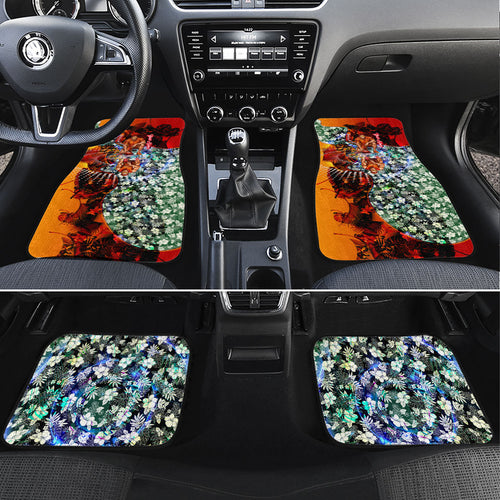 Personalized Gold Coast Suns Football Car Mats Tropical Hibiscus Flowers - Pacific Fusion Style
