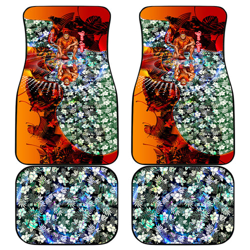 Personalized Gold Coast Suns Football Car Mats Tropical Hibiscus Flowers - Pacific Fusion Style