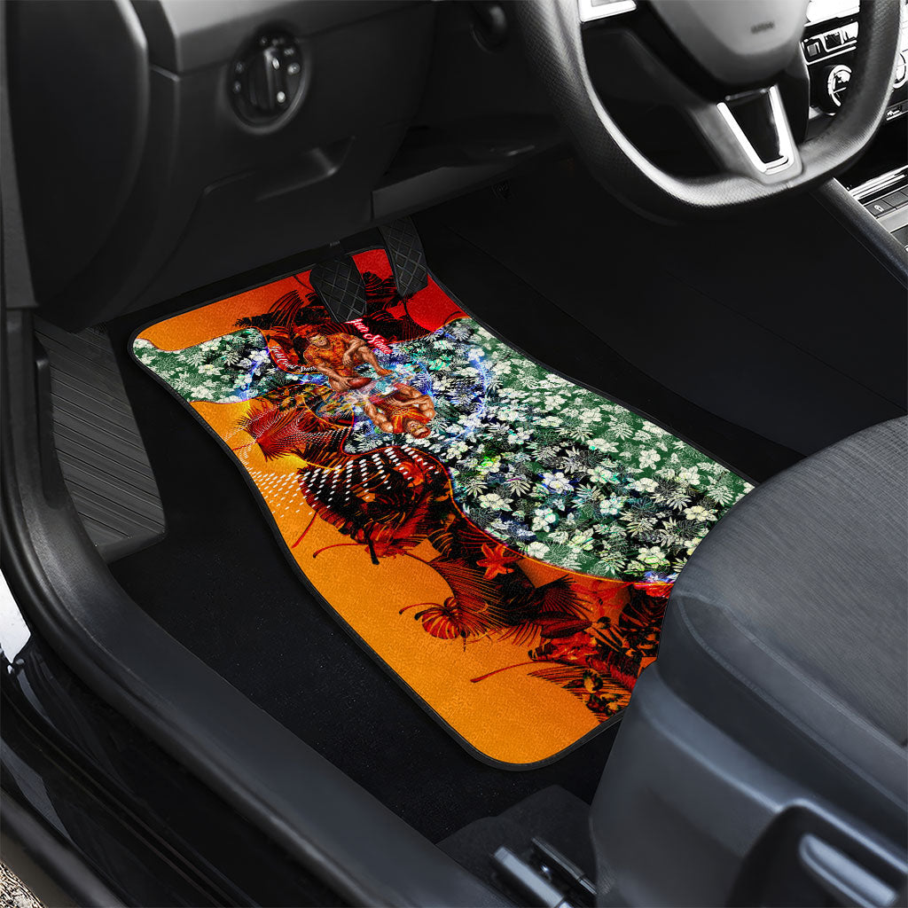 Personalized Gold Coast Suns Football Car Mats Tropical Hibiscus Flowers - Pacific Fusion Style