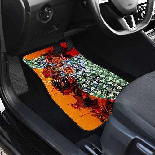 Personalized Gold Coast Suns Football Car Mats Tropical Hibiscus Flowers - Pacific Fusion Style