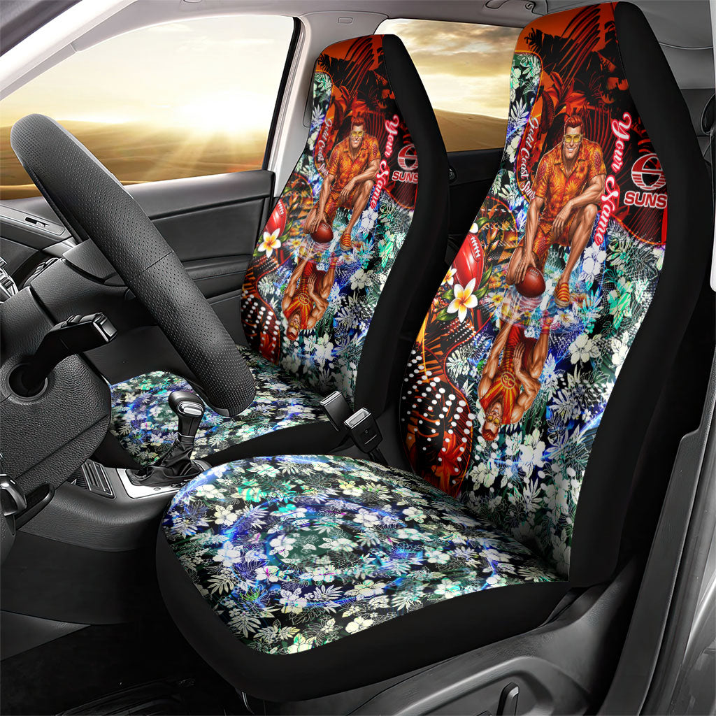 Personalized Gold Coast Suns Football Car Seat Cover Tropical Hibiscus Flowers - Pacific Fusion Style